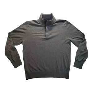GAP Mens Cotton Cashmere 1/2 Zip Mock Neck Sweater Large Gray LTGREYHT